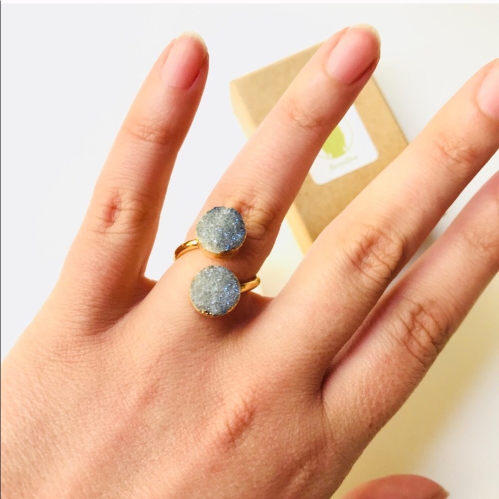 Bondhu | Blue Spiral Druzy Ring